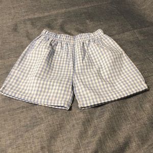 3t knit light blue & white gingham boutique shorts NWOT